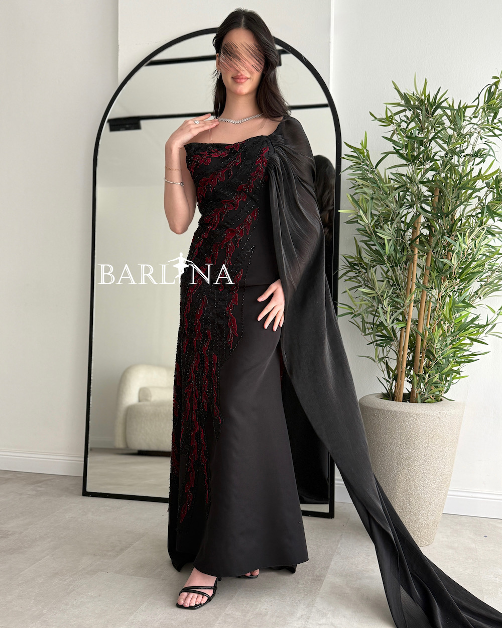 black dress red cape costume Black and Red Satin Costume Cape main image 0