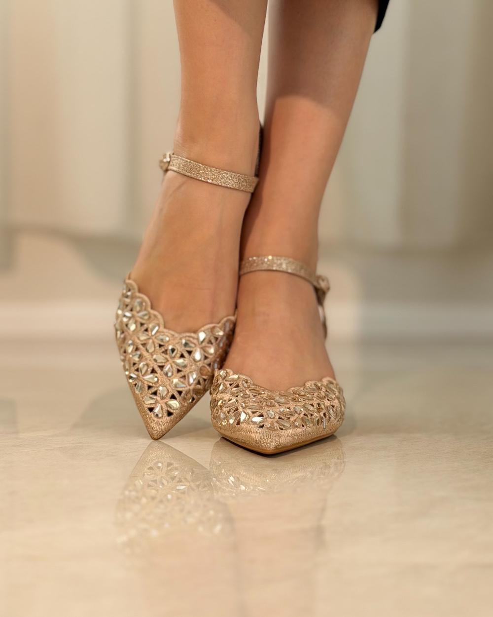 Elegant women's heels adorned with shimmering details