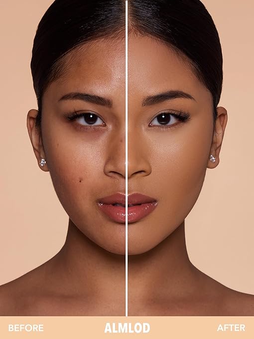 Beautiful woman before and after beauty trick