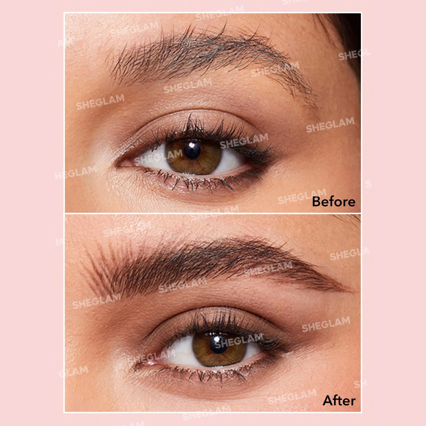 Eye enhanced with eyebrow grooming tool