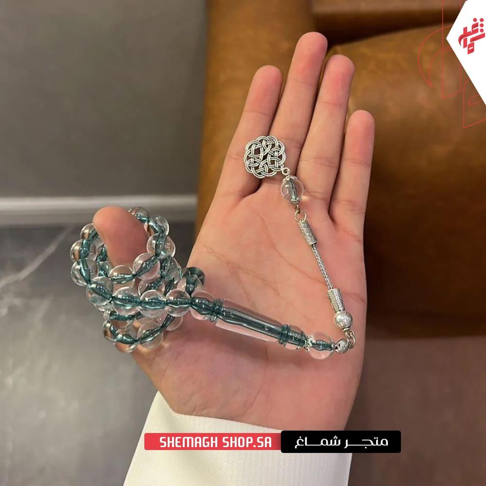 سبحة بكلايت شفافة خيط اخضر