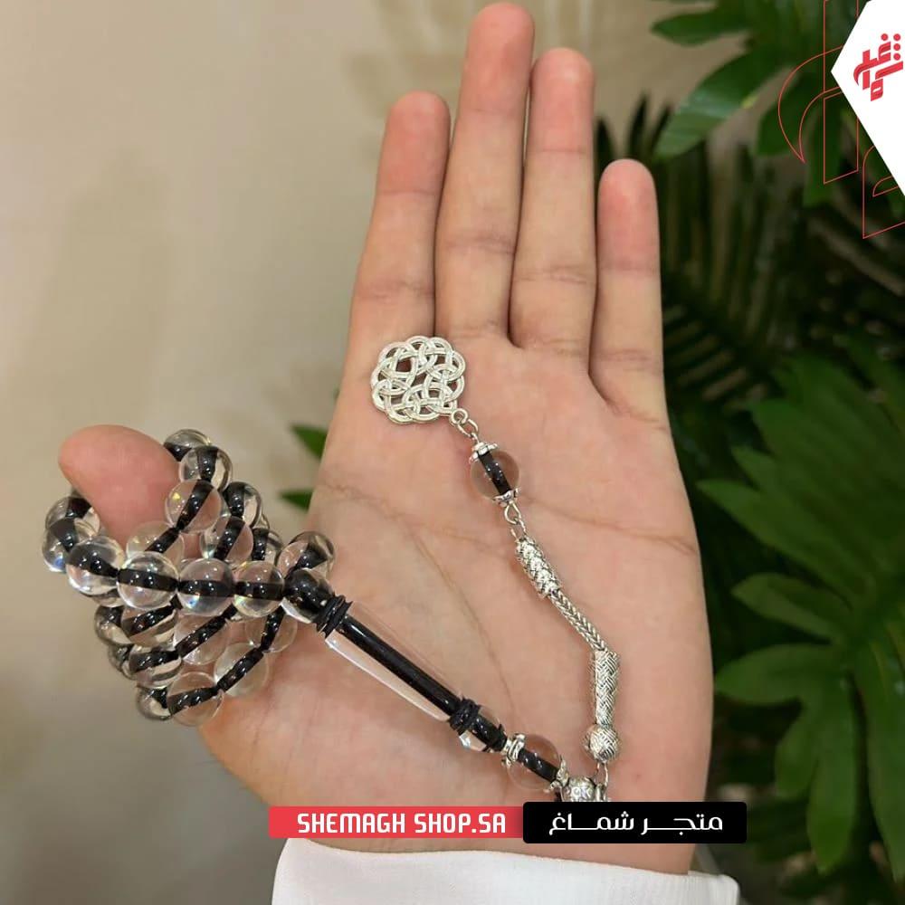 سبحة بكلايت شفافة خيط اسود