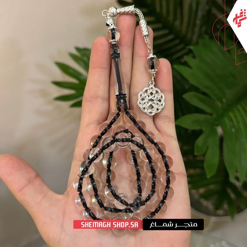 سبحة بكلايت شفافة خيط اسود