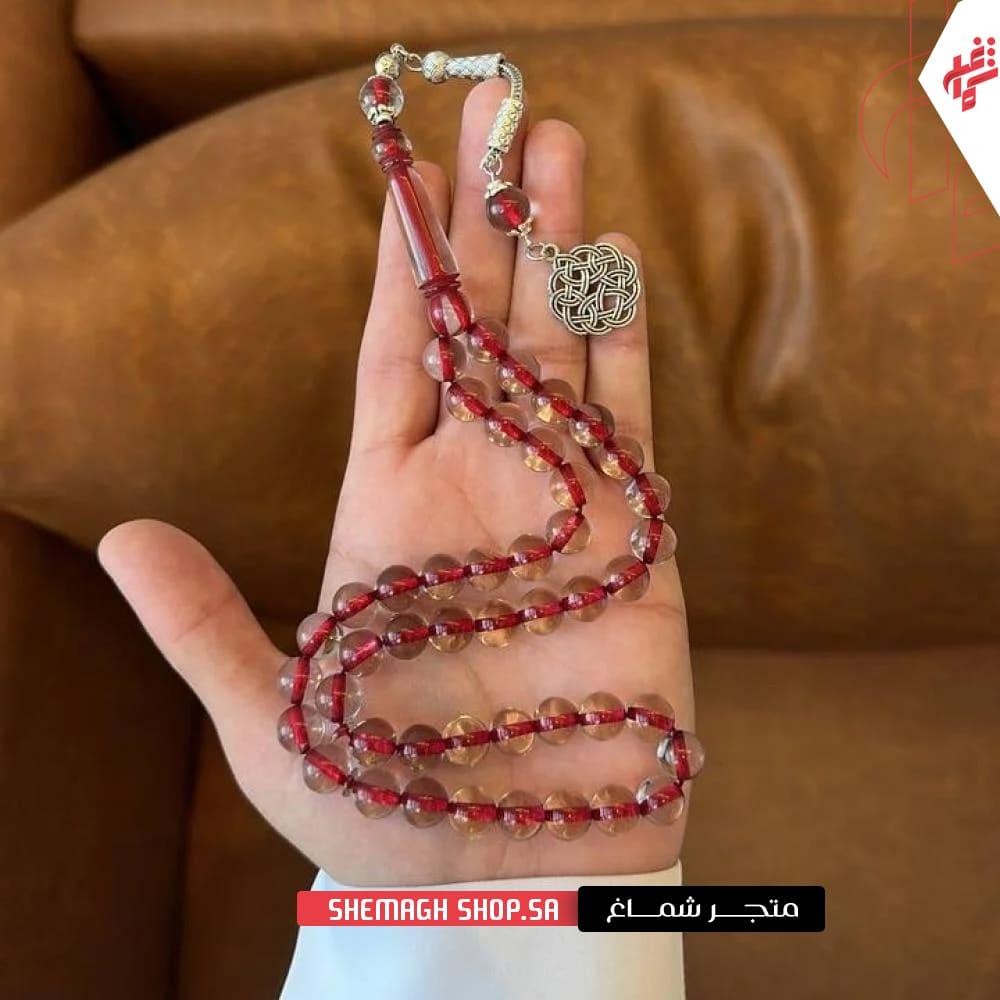 سبحة بكلايت شفافة خيط احمر