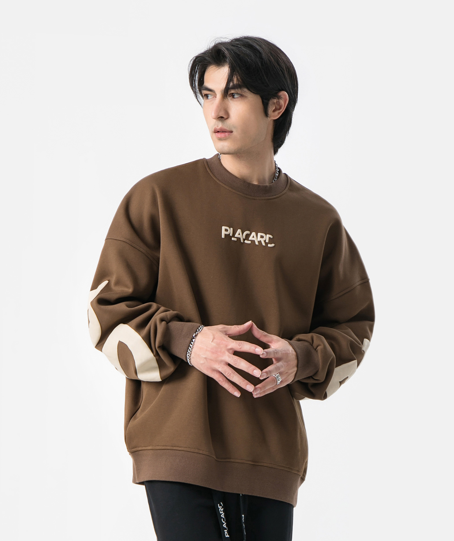 Oversized sweatshirt with Placard logo - Brown