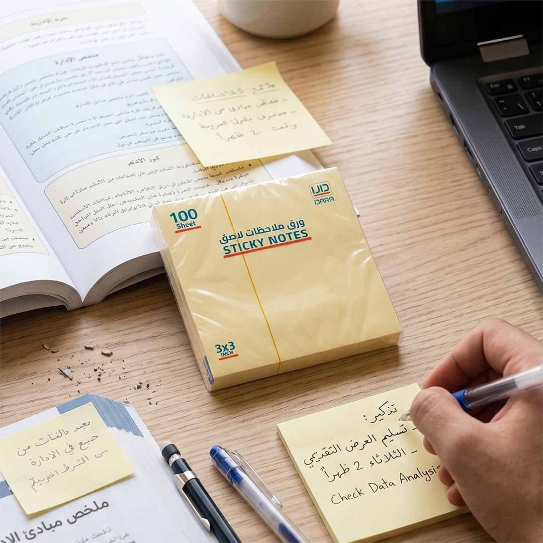 ورق ملاحظات لاصق - 100 ورقة , دارا