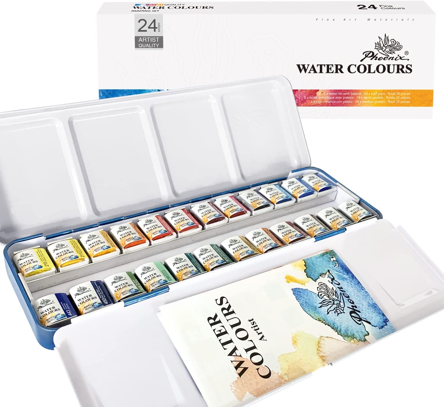 Phoenix Solid Portable Watercolor set 24 colors