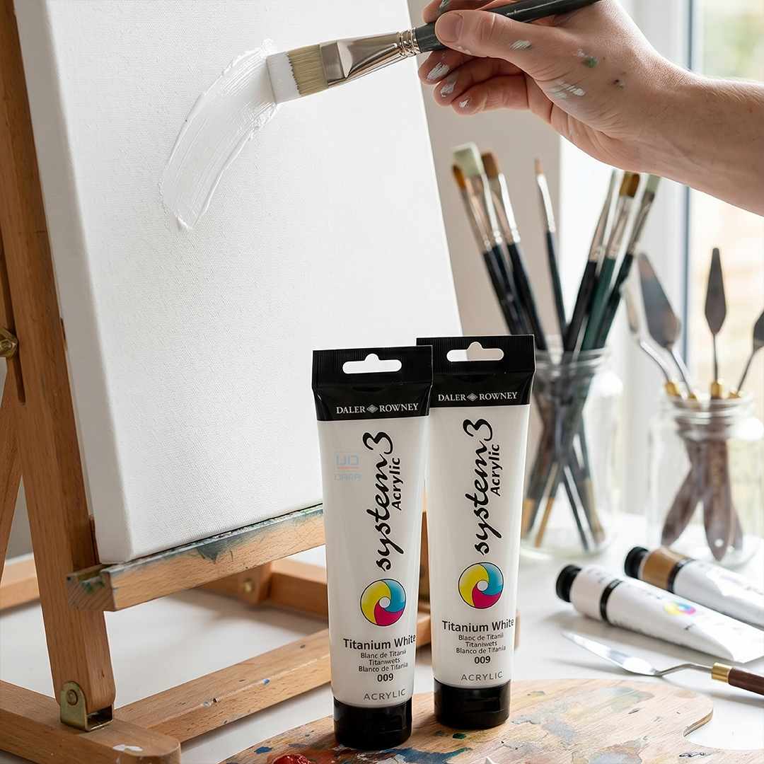 Daler Rowney, System3 Titanium White 150ml Acrylic Paint Tube 2 pack