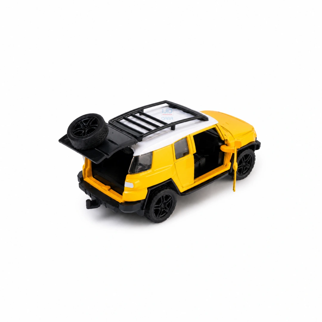 Toyota FJ Cruiser Die-Cast Pull Back Toy Car with Light, Sound & Opening Doors Yellow