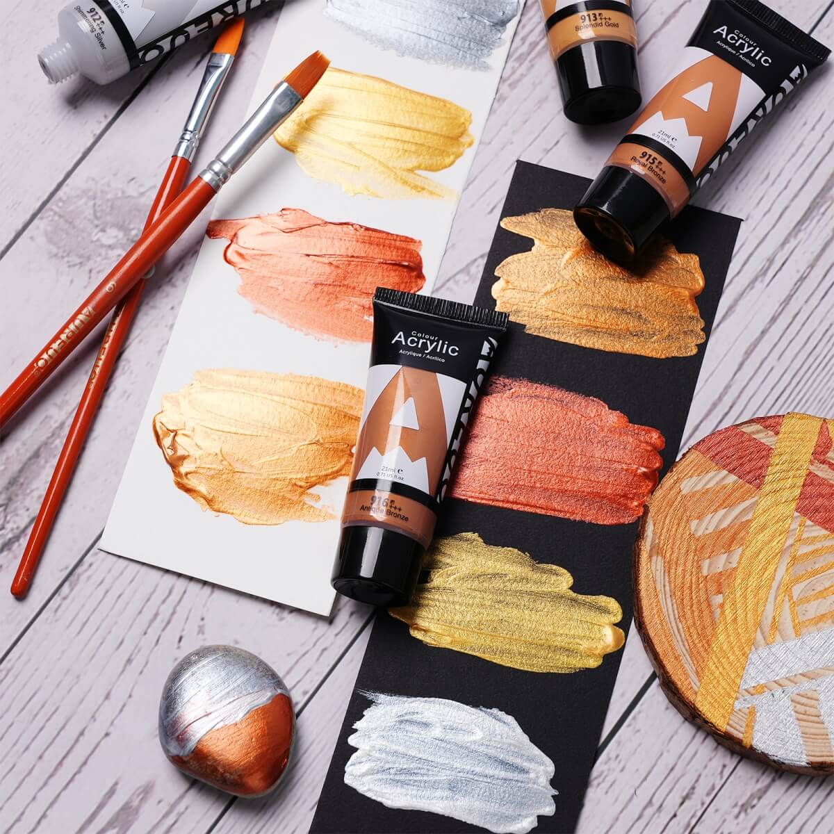 AUREUO Metallic Acrylic Paint Set 8 Colors 21ml