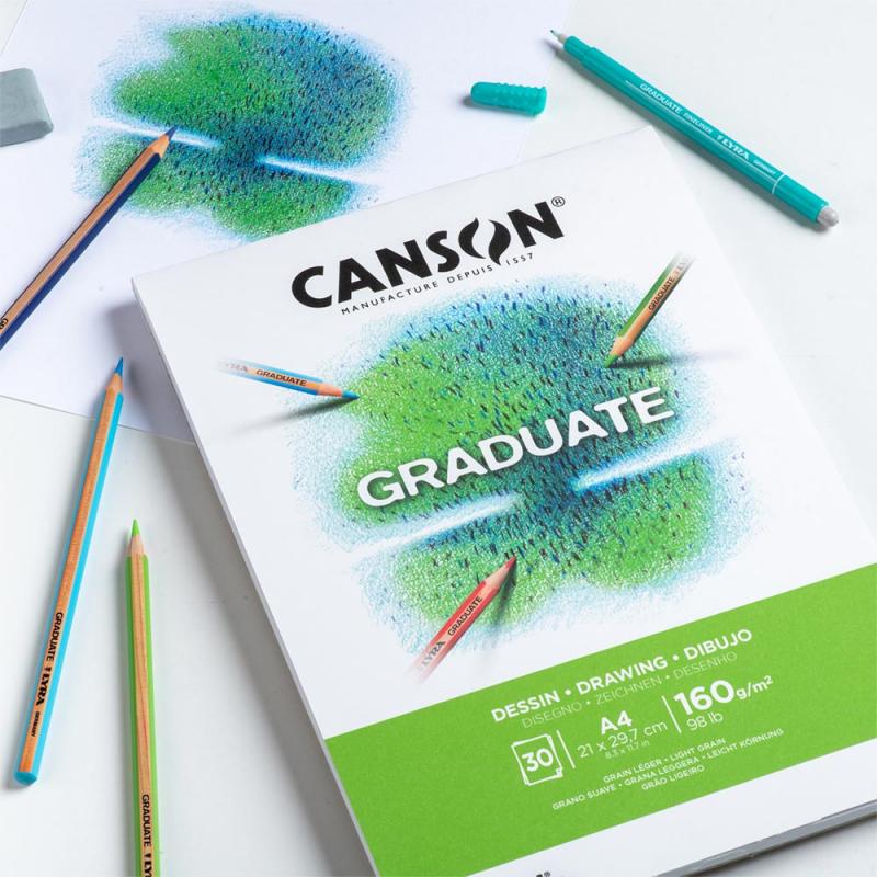 Canson Graduate Drawing Paper Pad , 20 Sheets 160 gsm, White