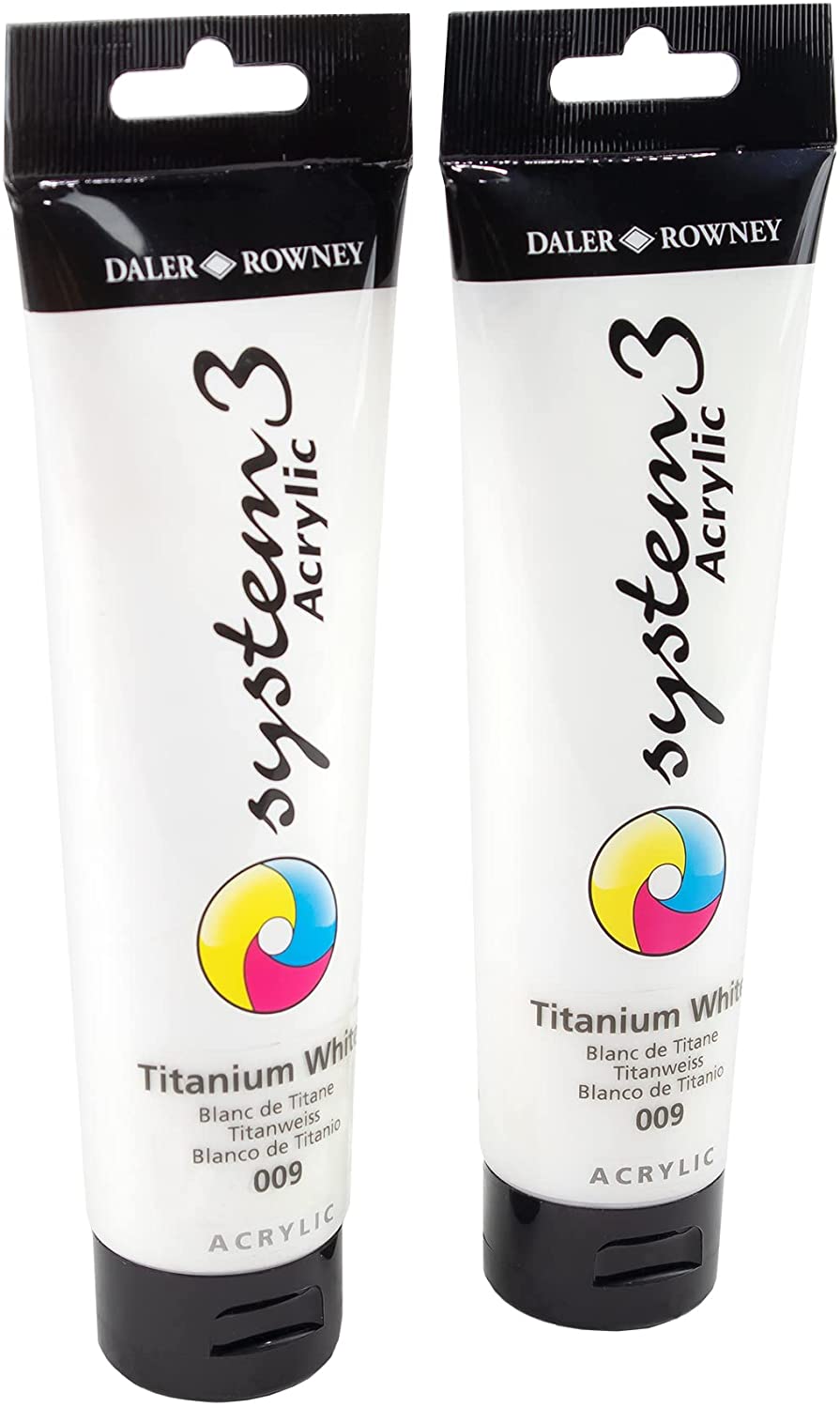 Daler Rowney, System3 Titanium White 150ml Acrylic Paint Tube 2 pack