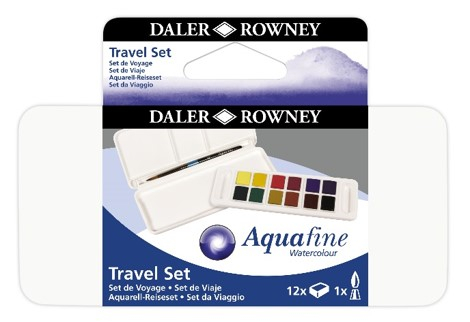 الوان مائية 12 لون  + فرشة  (Aquafine) , ديلر روني