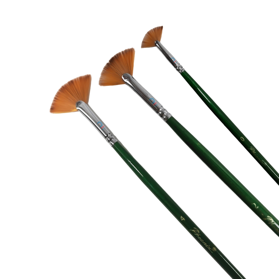 Phoenix Fan Brush Brown Nylon Long Handle