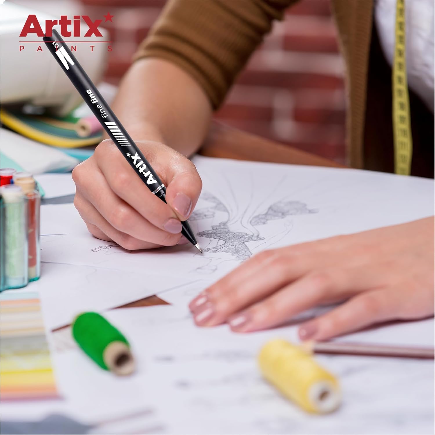 Artix Fine Line Calligraphy Markers  – 7 Black sizes
