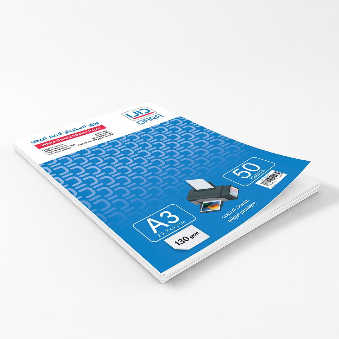 DARA inkjet White Glossy Sticker Paper A3 50 sheets