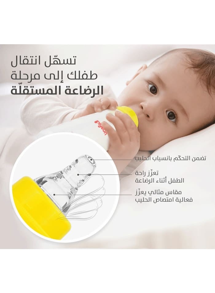 الرضاعة البلاستيكية (عنق ضيق) ذات الغطاء الشفاف، متعدد الألوان ، حلمة 