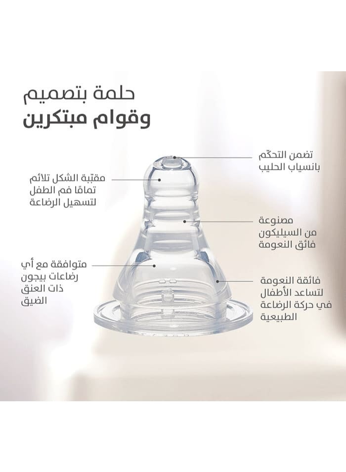 الرضاعة البلاستيكية (عنق ضيق) ذات الغطاء الشفاف، متعدد الألوان ، حلمة 