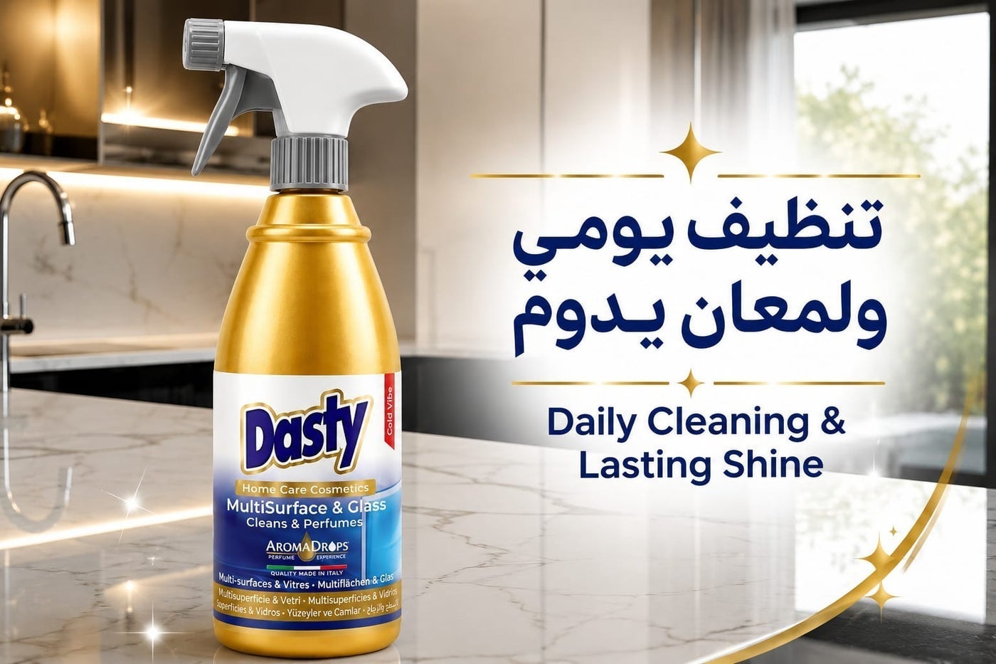 منظف متعدد الاستخدامات للأسطح والزجاج – تنظيف ولمعان بدون آثار مع عطر 