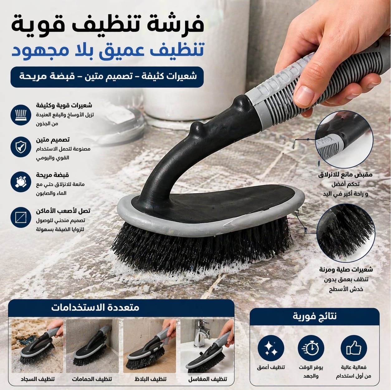 فرشة تنظيف متعددة الاستخدامات قوية (Heavy Duty) – شعيرات كثيفة لتنظيف 
