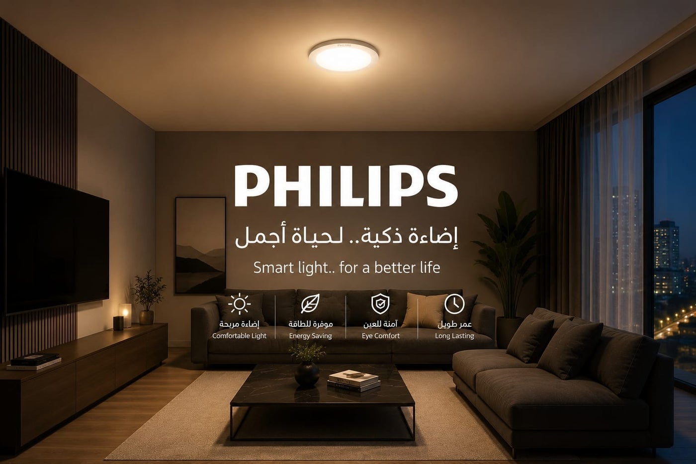 إنارة سقفية LED دائرية 24 واط – إضاءة دافئة 3000K – 2050 لومن – موفرة 