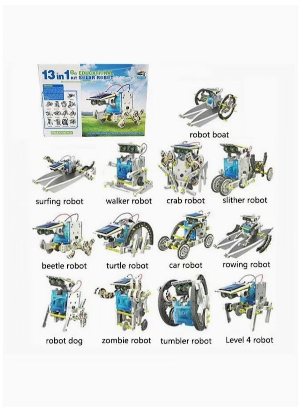 ألعاب إنشاء روبوت يعمل بالطاقة الشمسية 13 في 1 ، مجموعة روبوت لتقوم به