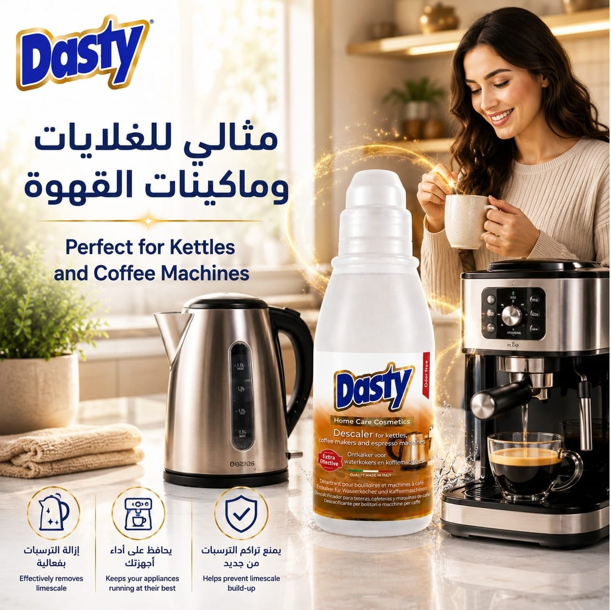 مزيل ترسبات احترافي للغلايات وماكينات القهوة – تركيبة إيطالية فعالة لإ