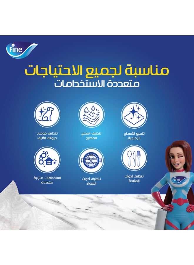مناديل رول مطبخ، متعدد الاستخدامات، طبقتين، 10+2 رول مجانا - صورة 3