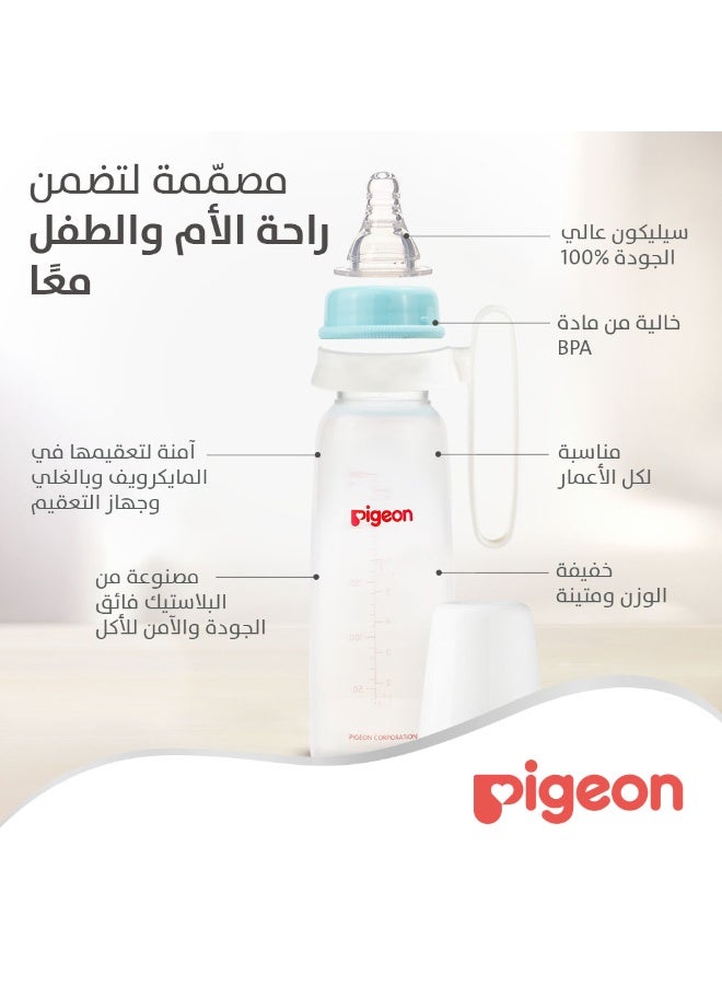 الرضاعة البلاستيكية (عنق ضيق) ذات الغطاء الأبيض مع مقبض، متعدد الألوان