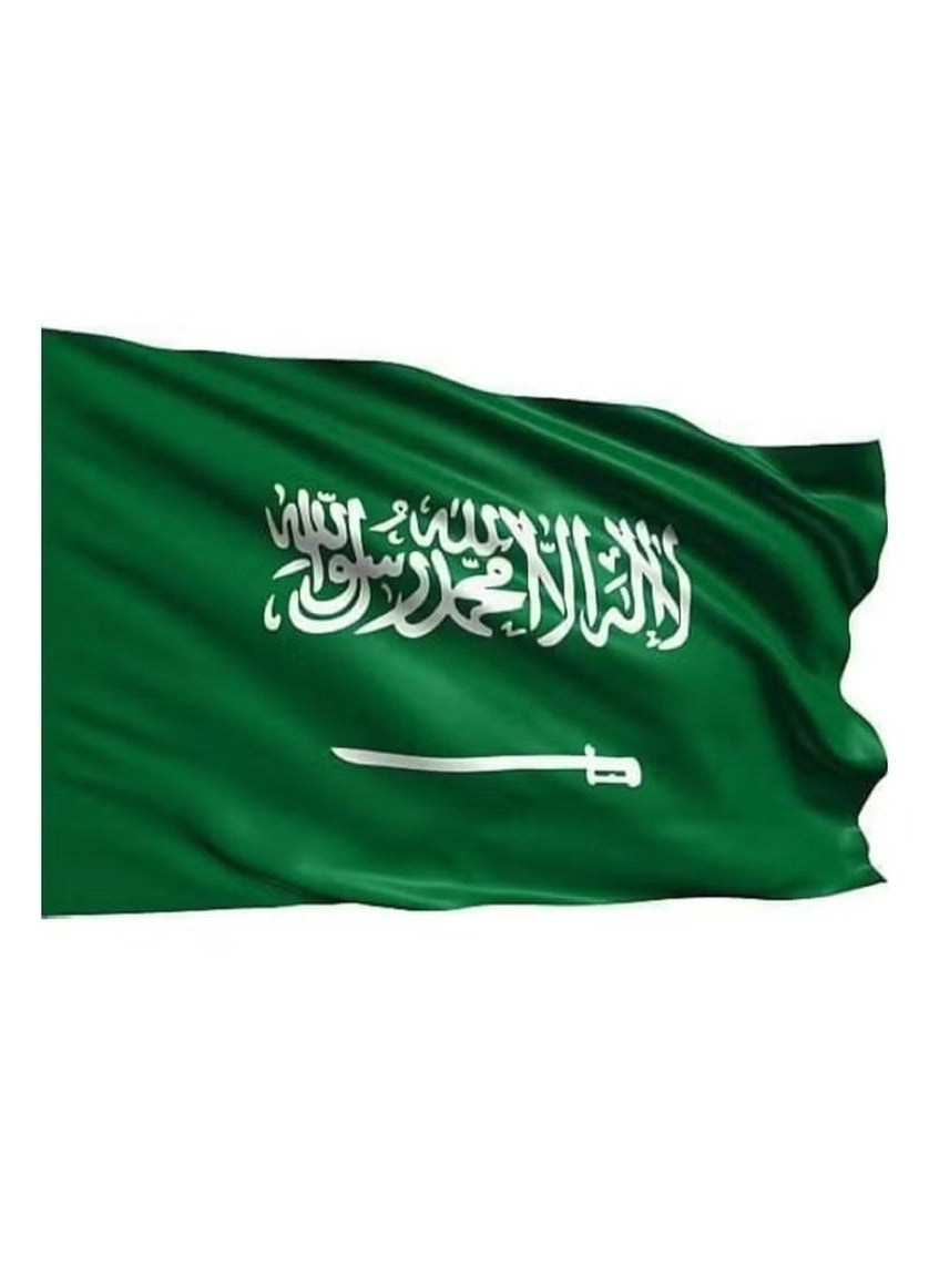 علم المملكة العربية السعودية مقاس كبير 80*120سم مع عصا خشبية، للإحتفال
