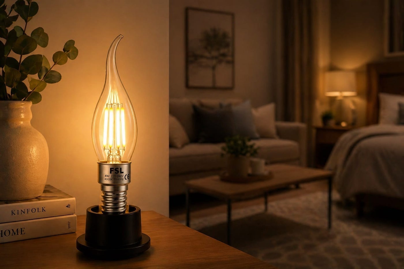 لمبة LED شكل شمعة 4 واط قاعدة E14 – إضاءة دافئة 2700K موفرة للطاقة – ل