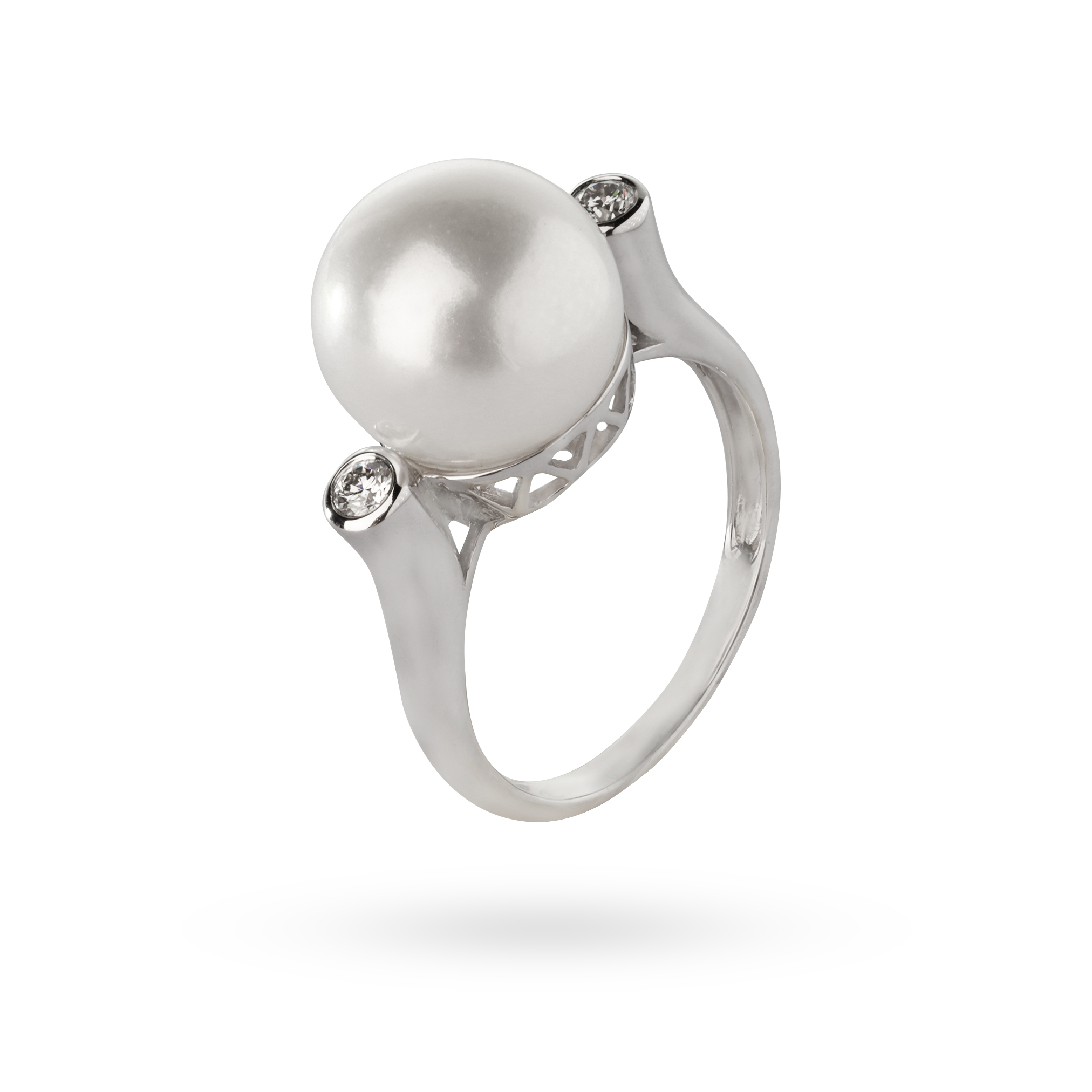 خاتم ذهب أبيض لؤلؤ  Fresh Water من كولكشن The Pearl