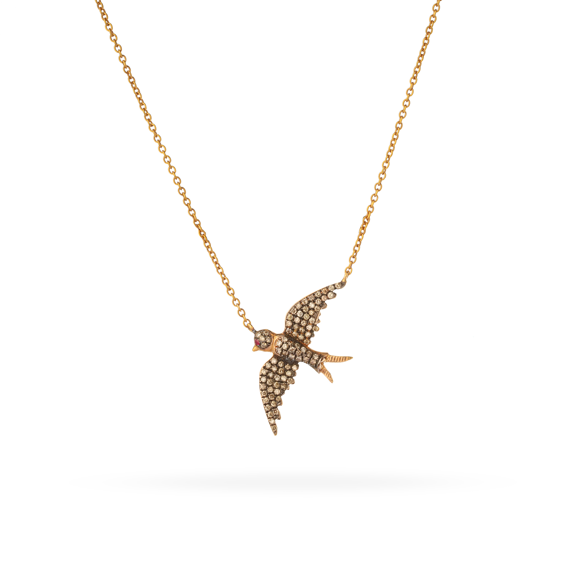 سلسال  صغير ذهب طائر pave