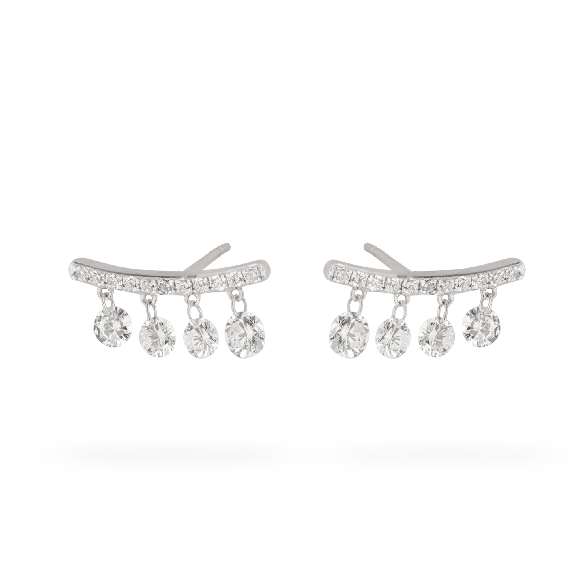 حلق الماس ذهب ابيض ألماسات حرة  من كولكشن DANCING DIAMOND