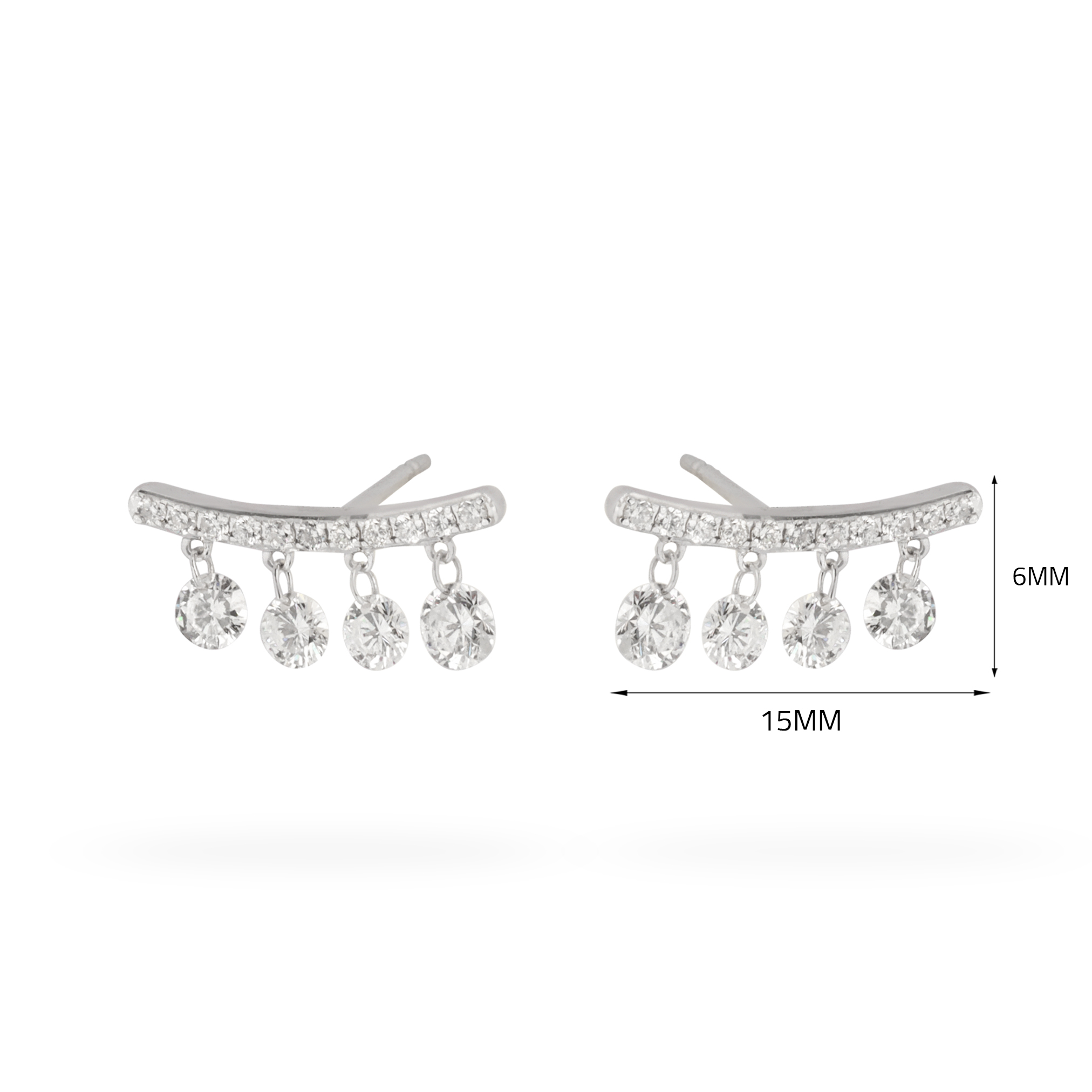 حلق الماس ذهب ابيض ألماسات حرة  من كولكشن DANCING DIAMOND