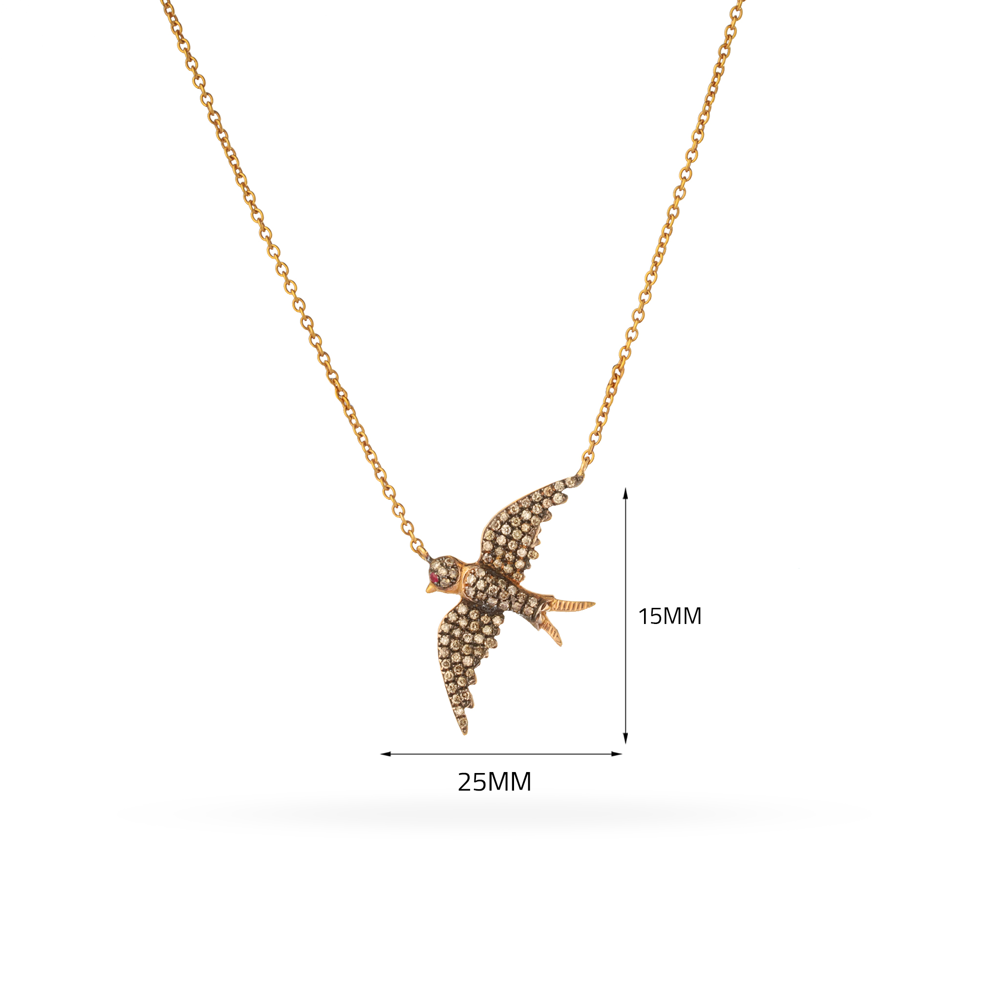 سلسال  صغير ذهب طائر pave