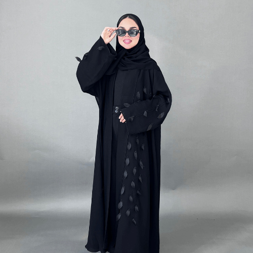 عباية قلاب مزينة بأوراق الشجر مع شك خرز (عباية ياسمين)