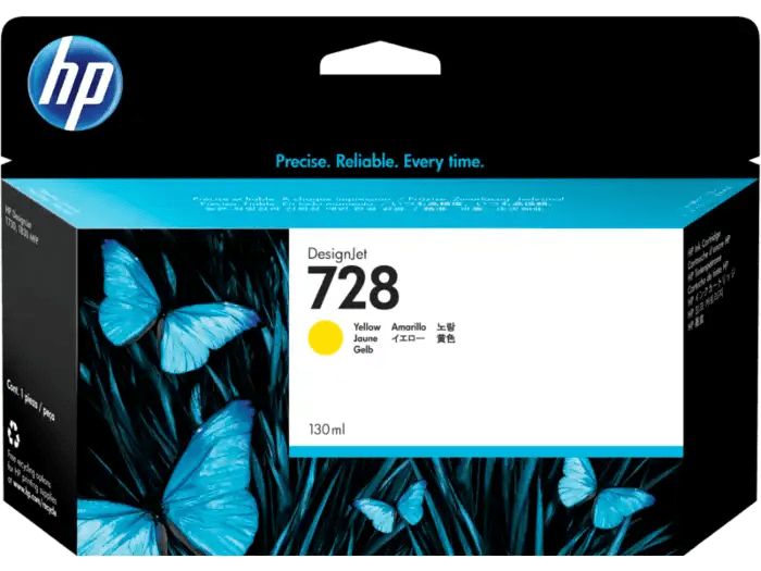 HP 728 130-ml Yellow DesignJet Ink Cartridge خرطوشة حبر أصفر