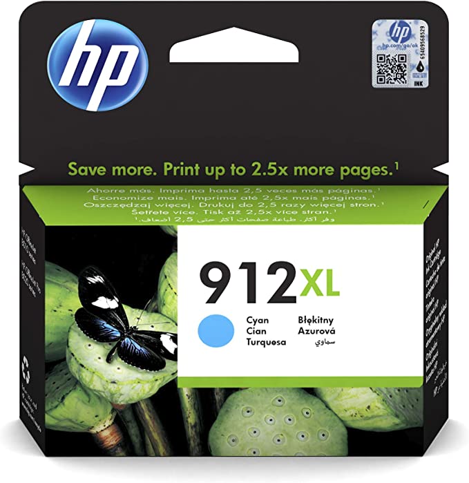 HP 912XL High Yield Cyan Original Ink Cartridge خرطوشة حبر أزرق أصلية عالية الإنتاجية