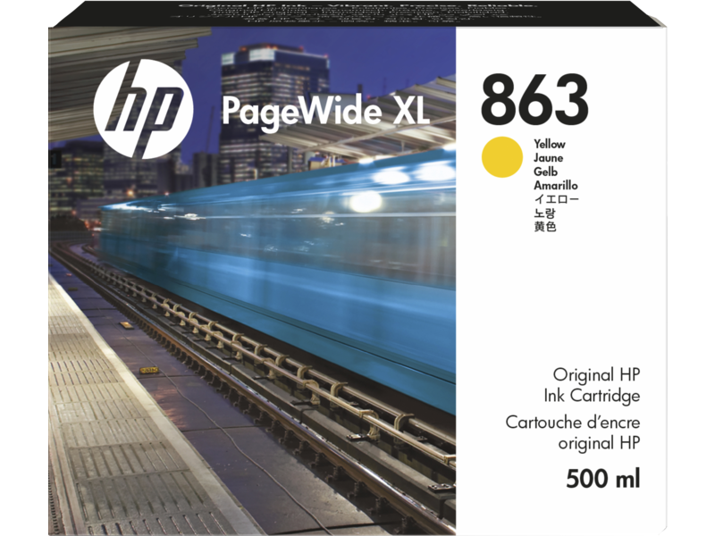 خرطوشة طباعة حبرية HP 863 سعة 500 مل صفراء عريضة بحجم XL