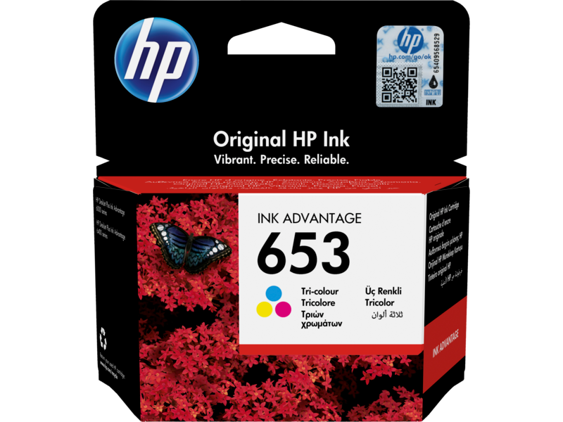 HP 653 Tri-color Original Ink Advantage Cartridge خرطوشة ميزة الحبر الأصلية ثلاثية الألوان