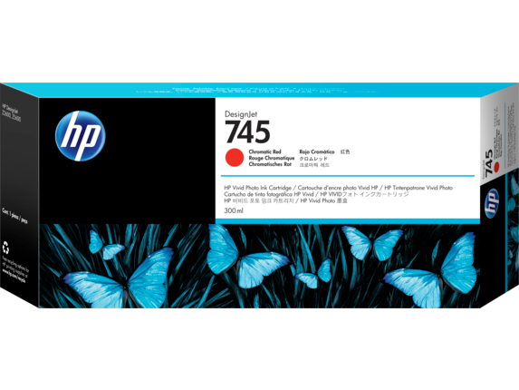 خرطوشة طباعة الحبر الأحمر HP 745 300 مل DesignJet Chromatic Red Ink Cartridge