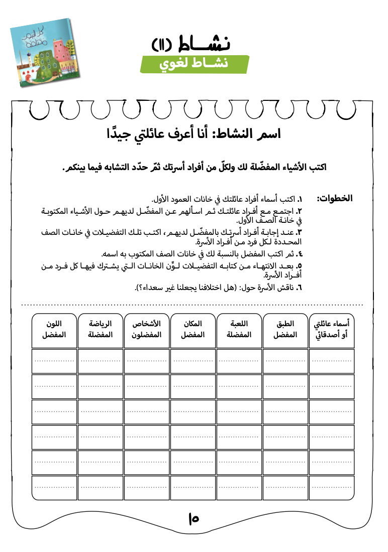 أنشطة كل البيوت مختلفة