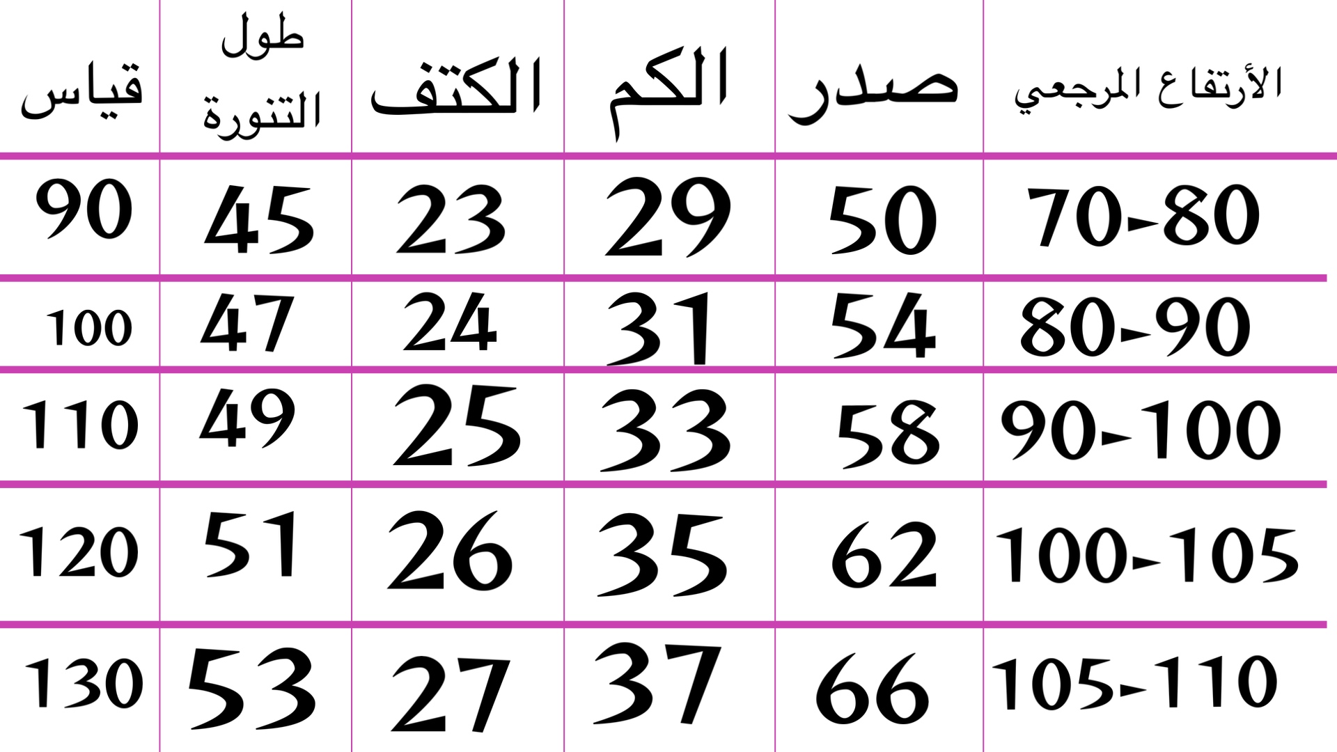 قياسات المنتج cm