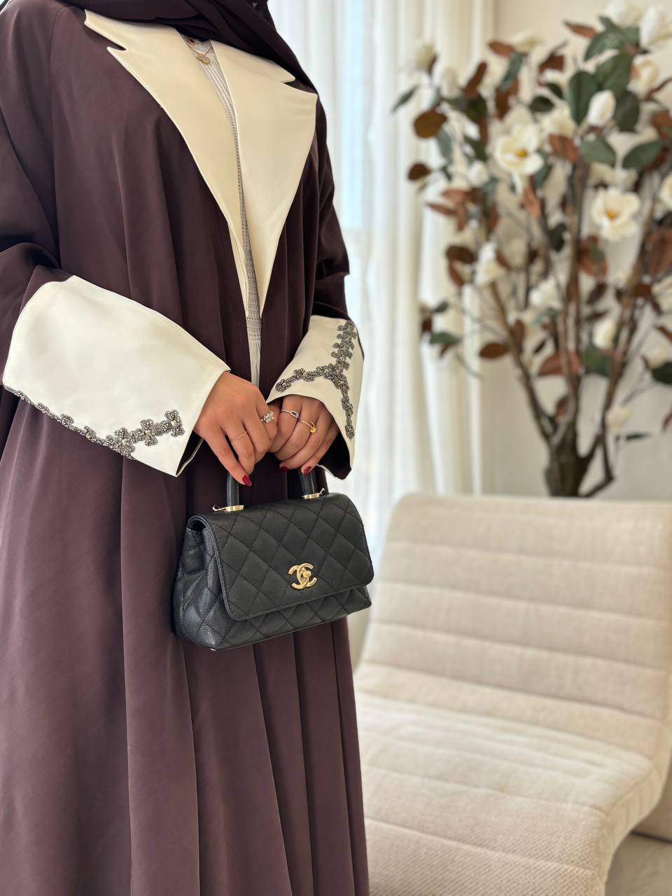  عباية كريب مغسول بليزر اكمام تفته كلفه شك 