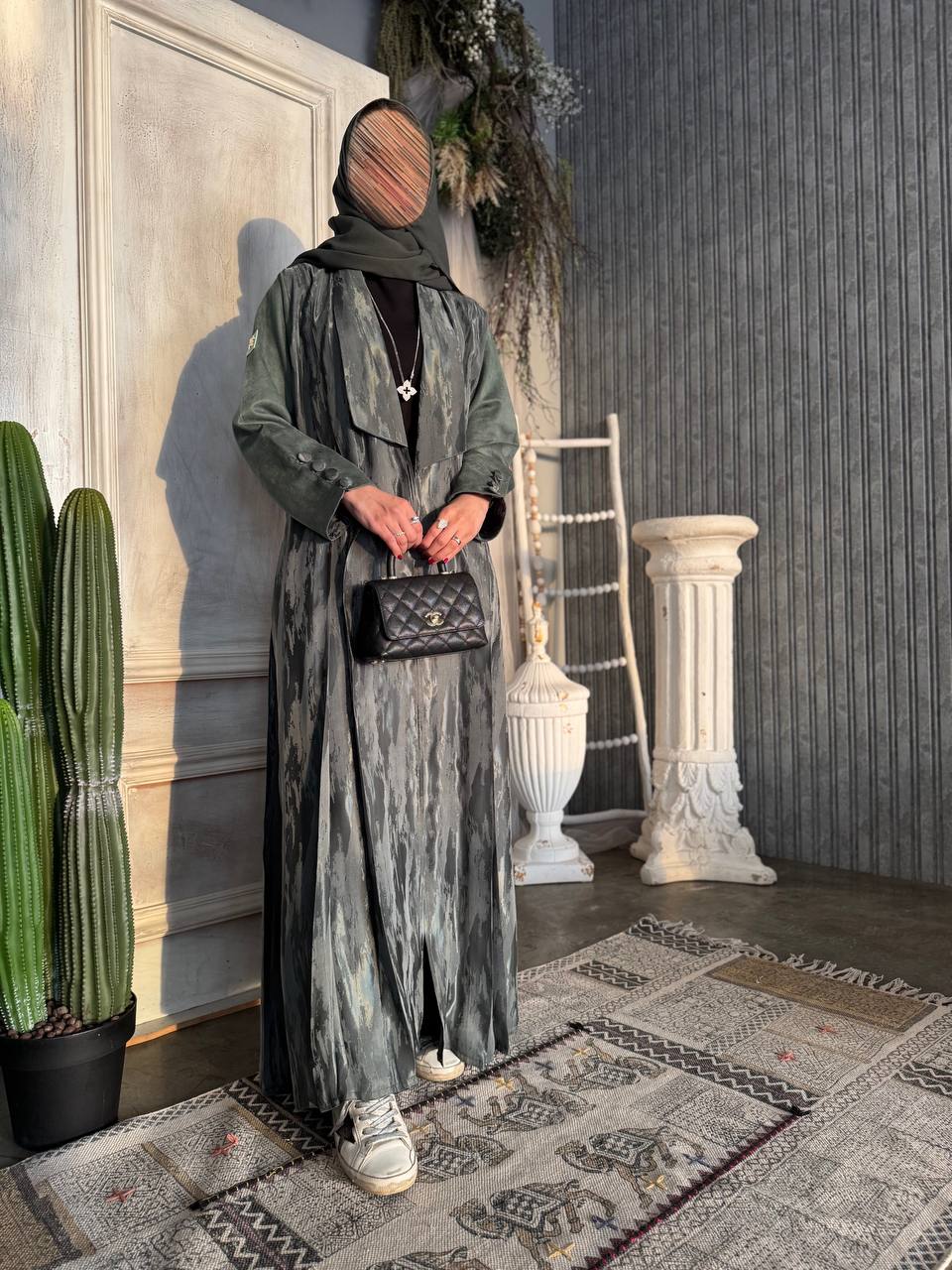  عباية جاكار مغسول ياباني مع الشمواه 