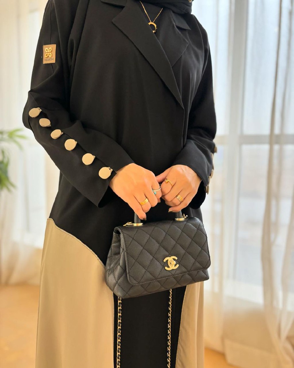  عباية كتان بتدخيلات تفته 
