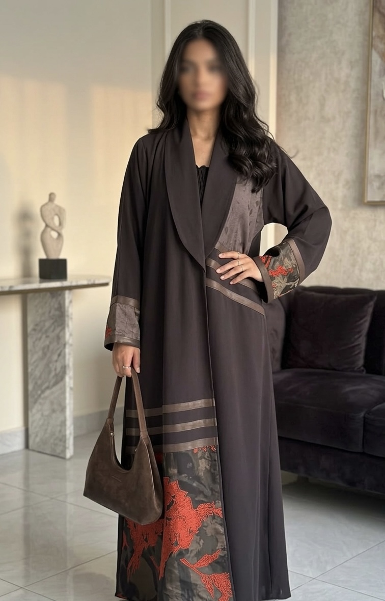  عباية كريب مع تفته تحديد جلد 
