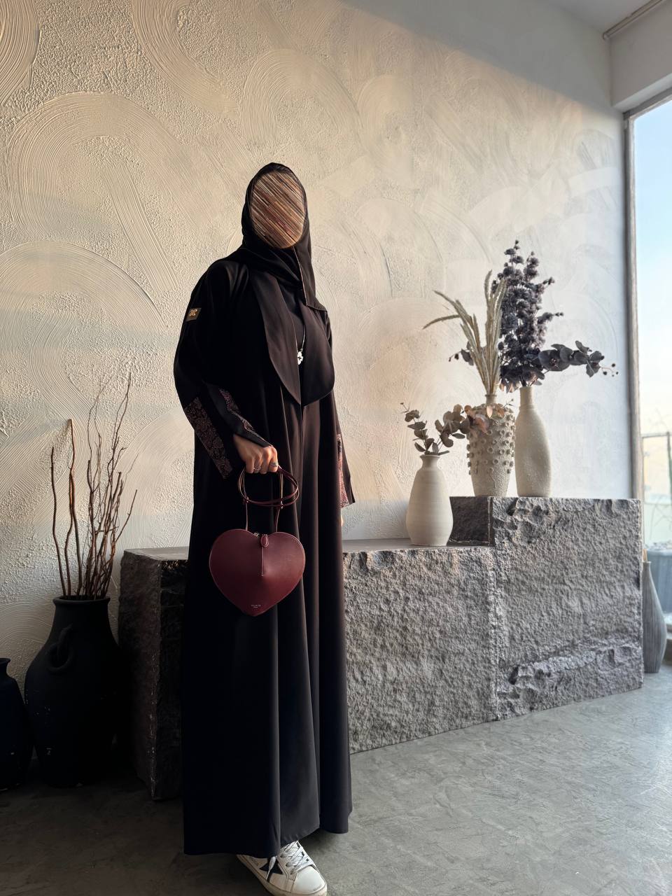  عباية كريب شتوي تحديد جلد وكشميري 