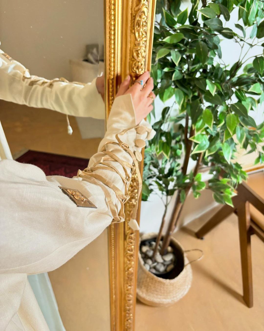  عباية لينن بليزر أكمام ربط  